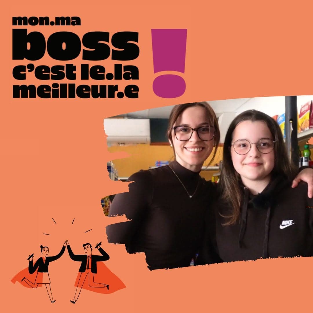 De gauche à droite : Mathilde Gagnon, propriétaire de l’Épicerie Gagnon ; Rosalie Gagnon, élève de deuxième secondaire