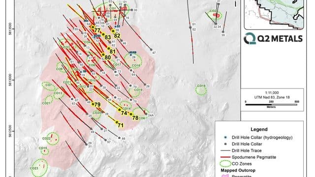 Q2 Metals étend la minéralisation en lithium à Cisco : des intervalles de pegmatite parmi les plus robustes au Québec